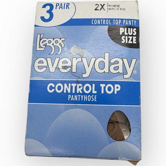L'eggs Other - Leggs Pantyhose Womens 2X Plus Size Control Top 3 Pair Nude Sheer Toe Drag